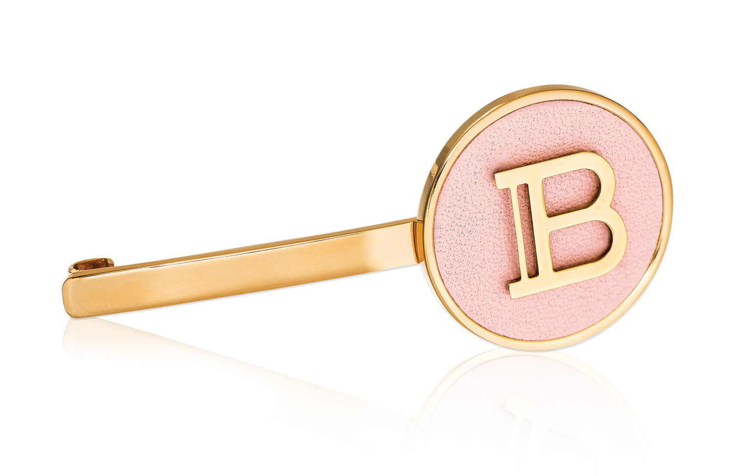 Balmain Hair Золотой зажим с логотипом "В" - Розовая Лимитированная коллекция
